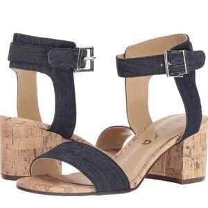 UNISA Denim and Cork Block Heel